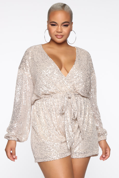 Diva Shine Sequin Romper - Silver ...